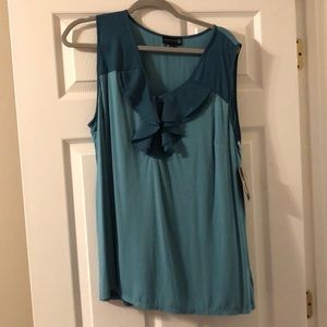 New With Tags, two toned blue blouse 1X